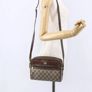 GUCCI GG Supreme Web Sherry Line Bag PVC Beige Gold 56 02 087 Auth BA7251